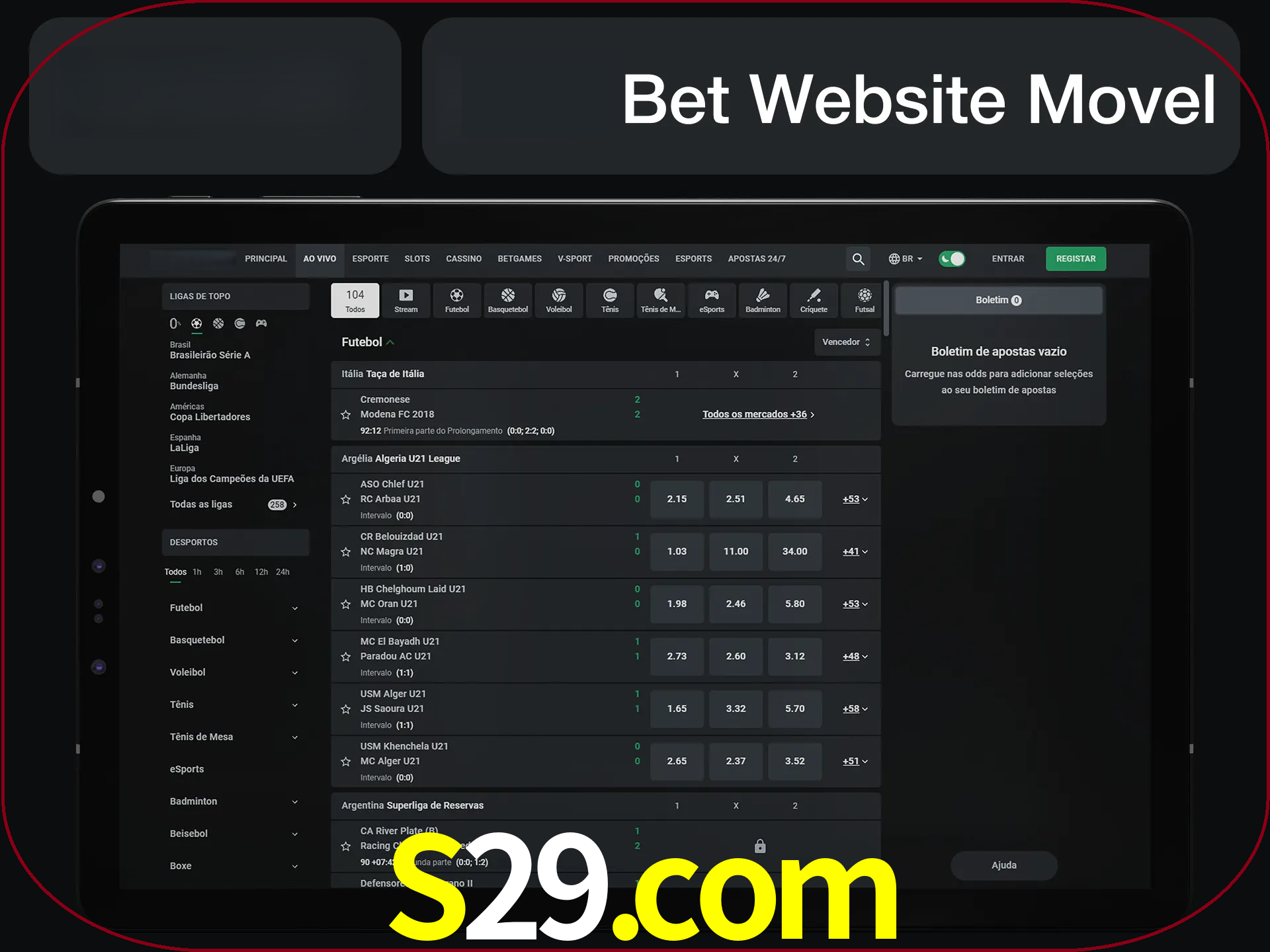 Use nosso website em qualquer dispositivo.